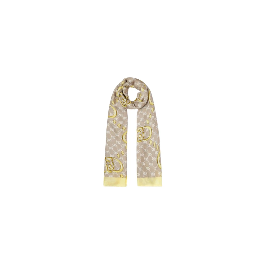 Liu Jo Women's Yellow Geometric Logo Sketch Fringed Shawl