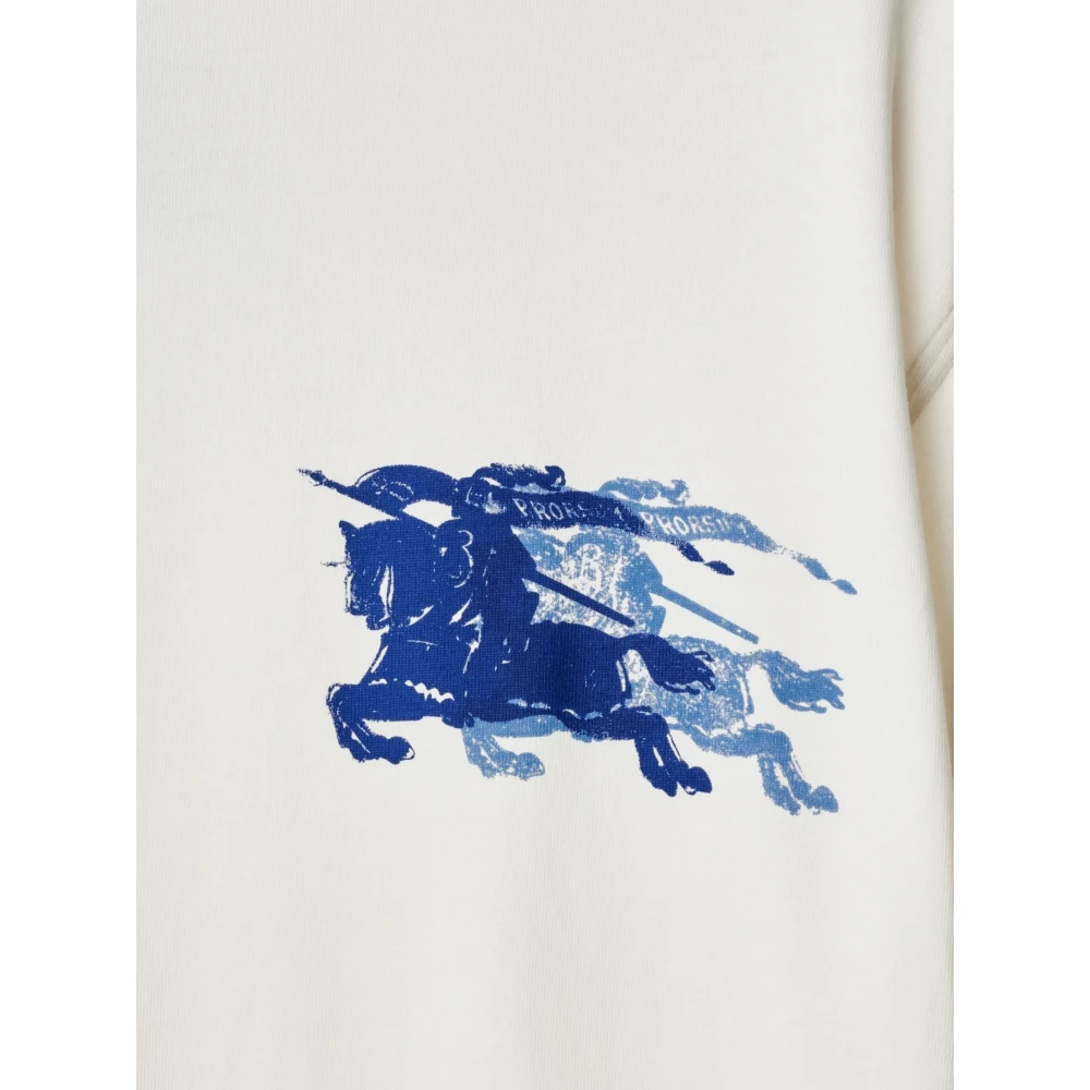 Burberry Ruiter Knight Crew Neck Katoenen Shirt White Heren