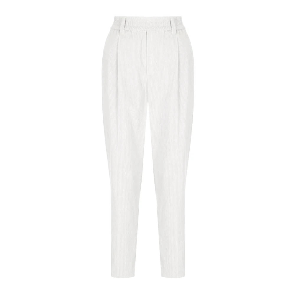 BRUNELLO CUCINELLI Fluwelen Gestreepte Elastische Broek Gray Dames