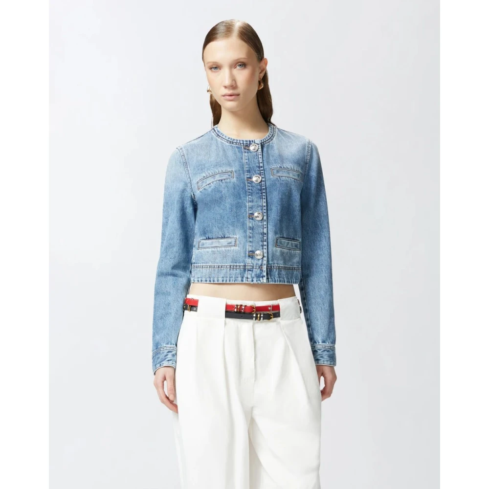 pinko Denim jasje met Love Birds knopen Blue Dames