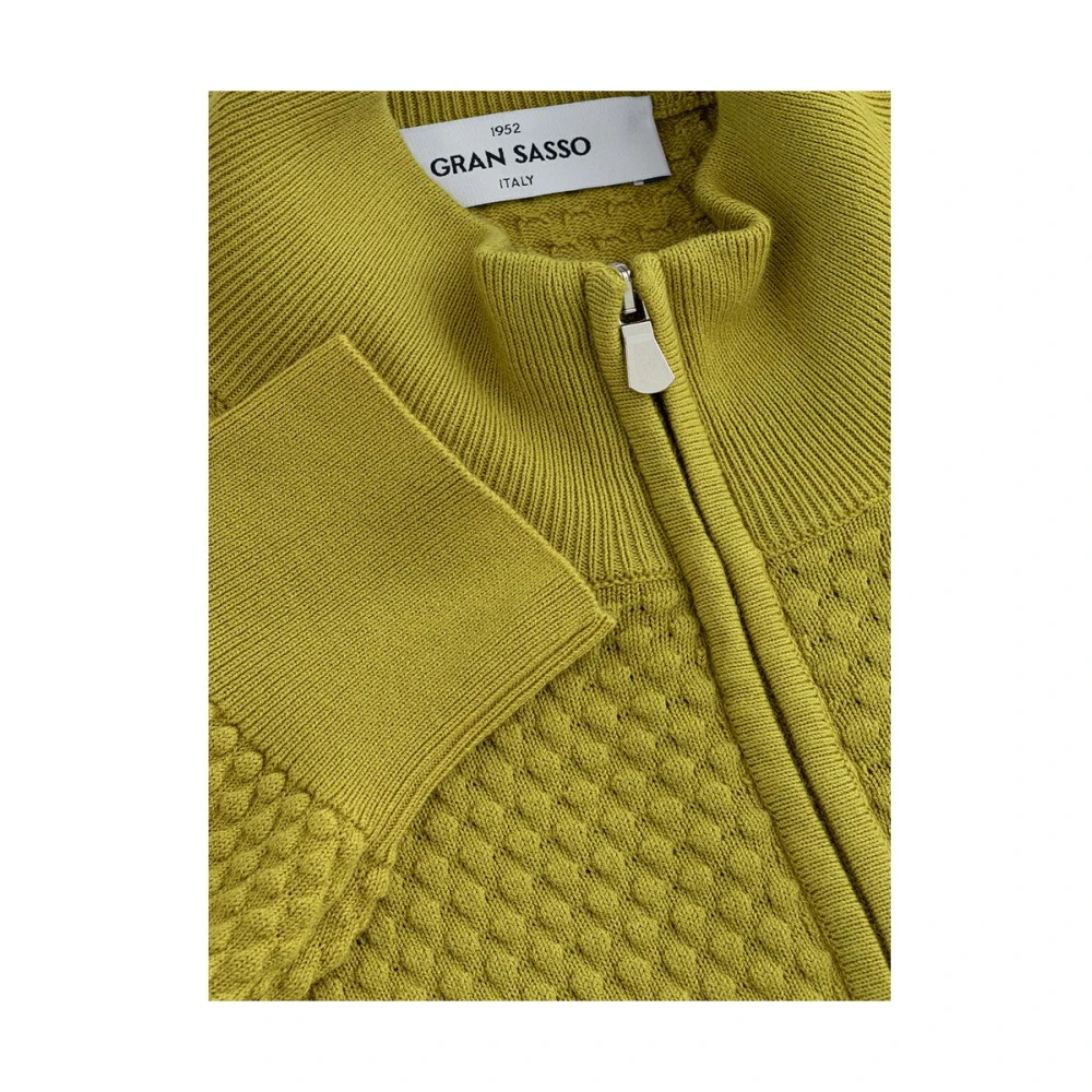 Gran Sasso Elegante Gele Katoenen Cardigan Yellow Heren
