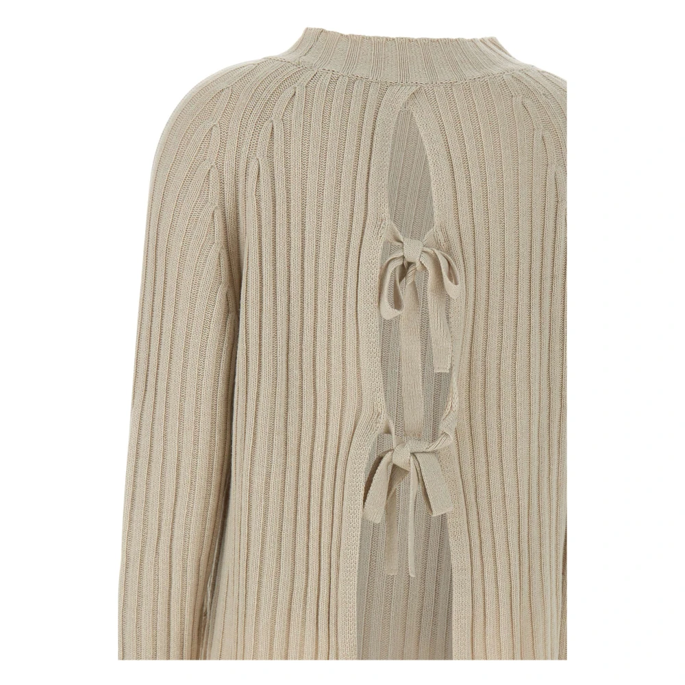 Kaos Beige Wol Kasjmier Trui met Open Rug Beige Dames