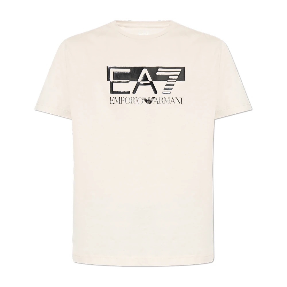 Emporio Armani EA7 T-shirt met logo Beige Heren