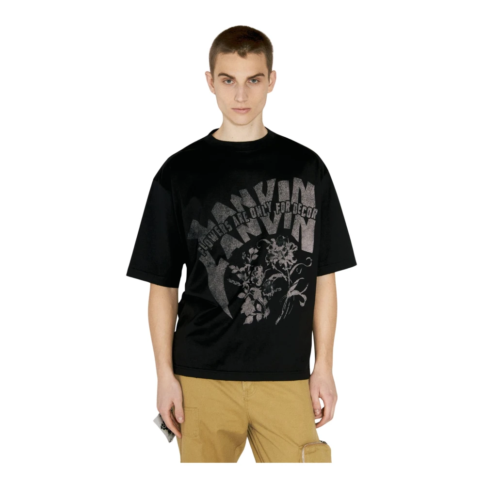 Lanvin Logo Print Katoenen T-shirt Black Heren
