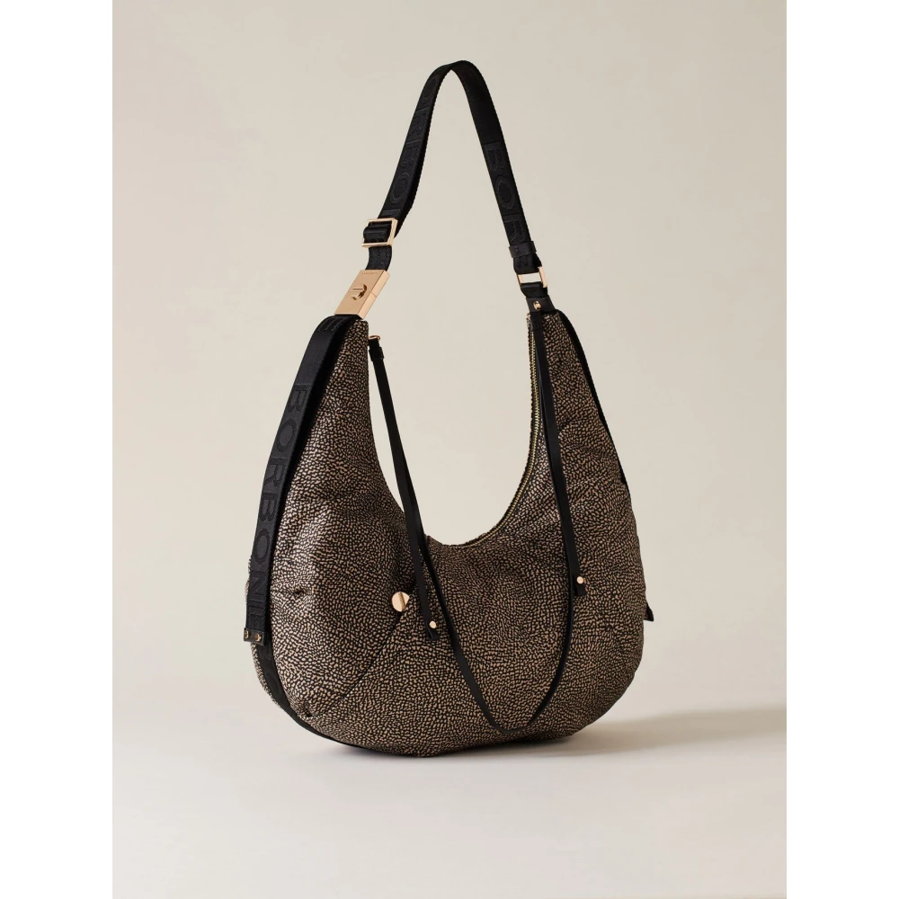 Borbonese Hobo tas in natuur zwart Brown Dames