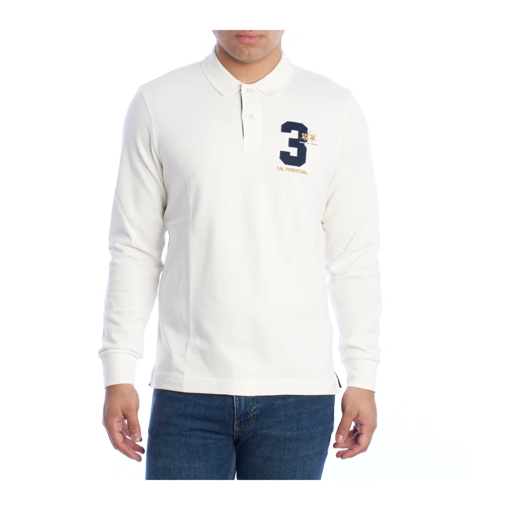LA MARTINA Lange mouw poloshirt White Heren