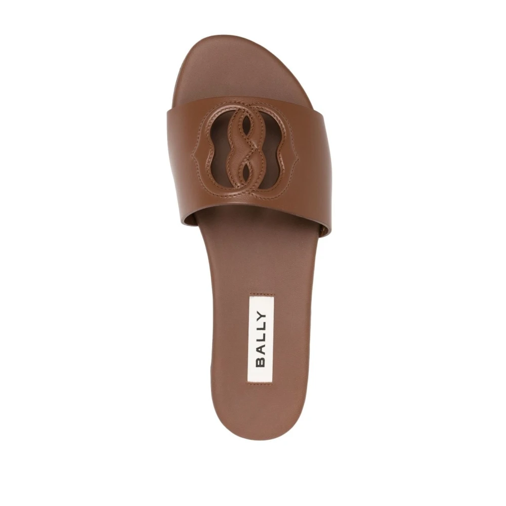 Bally Embleem Leren Slides Brown Dames