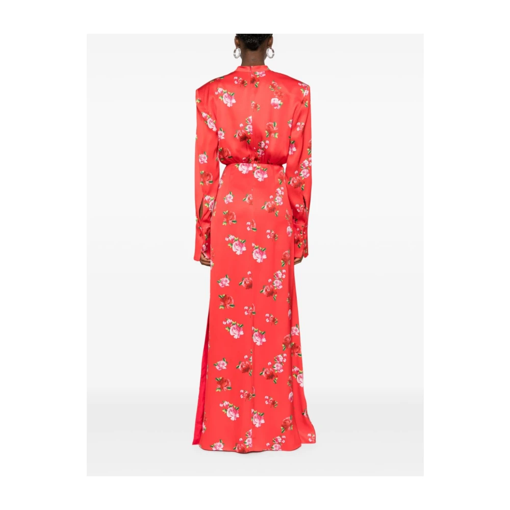 Magda Butrym Zijden Bloemenjurk Rood Aw24 Red Dames