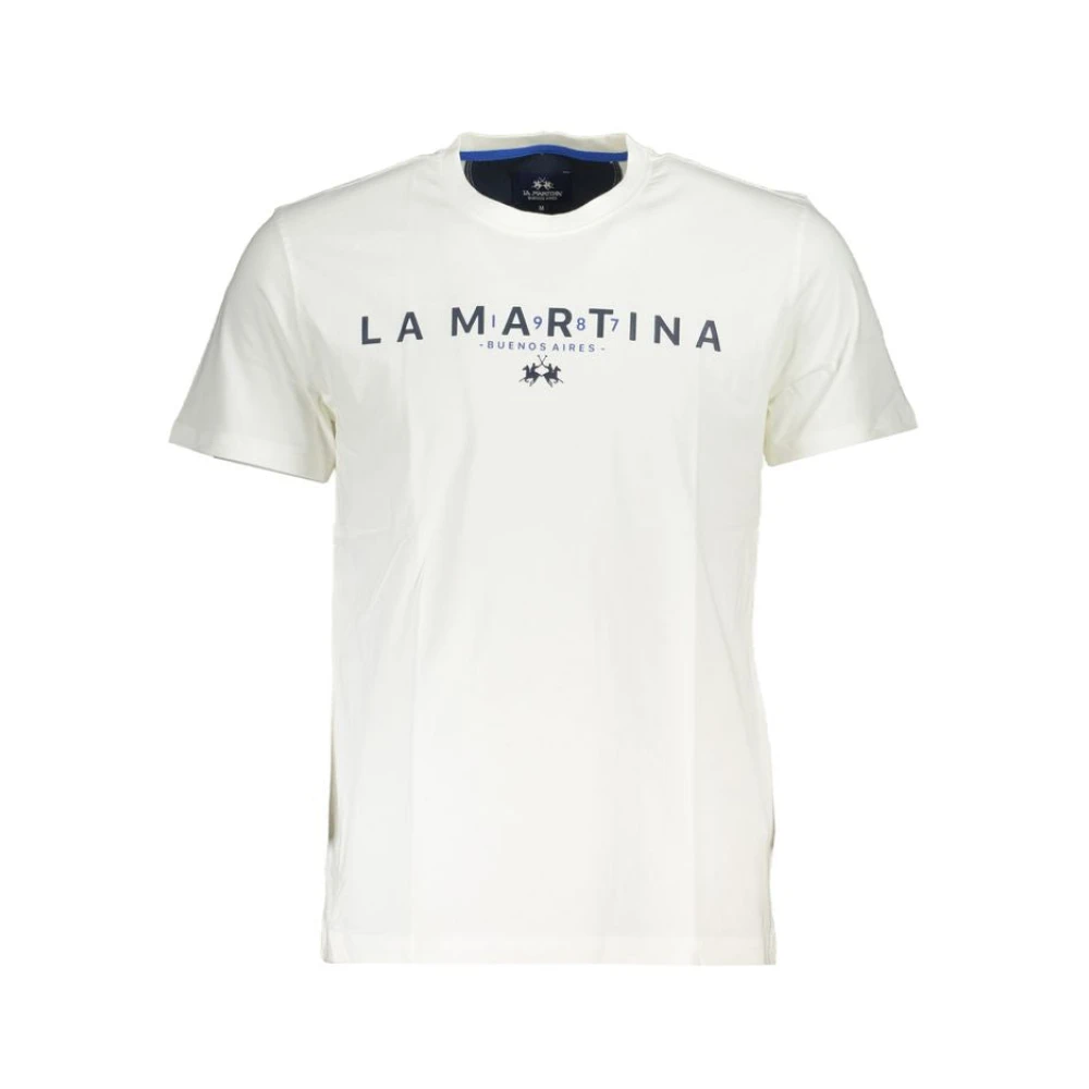 LA MARTINA Elegant wit T-shirt met logoprint White Heren