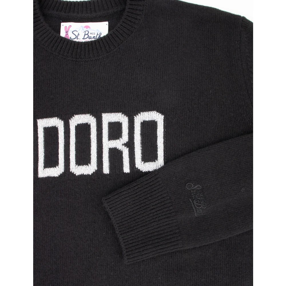 MC2 Saint Barth Cashmere Blend Wool Crew Neck Pullover Black Dames
