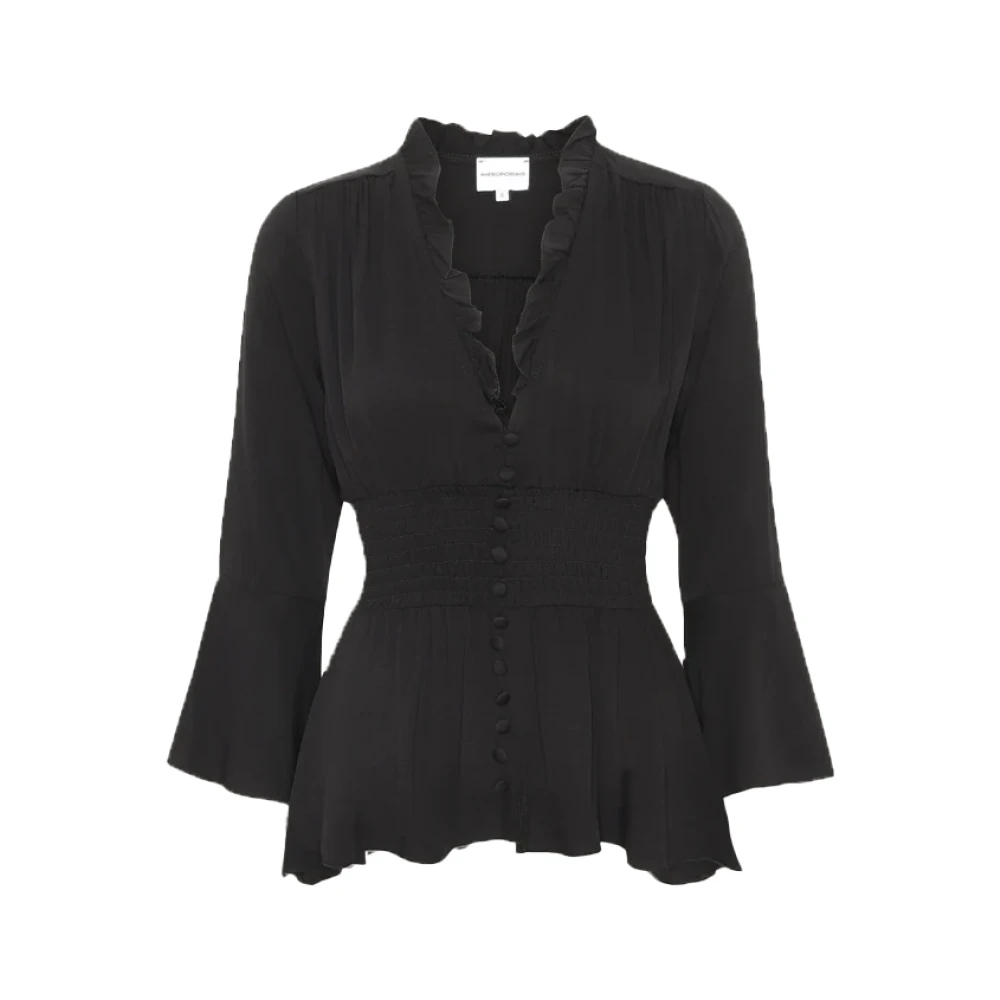 American Dreams Zwarte Solide Sally Top Viscose Black Dames