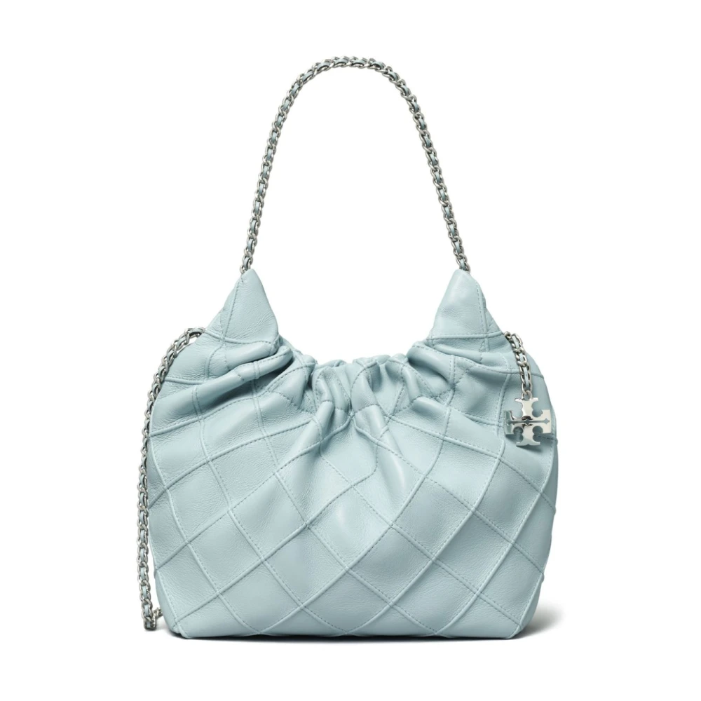 TORY BURCH Babyblauw Leren Trekkoord Schoudertas Blue Dames