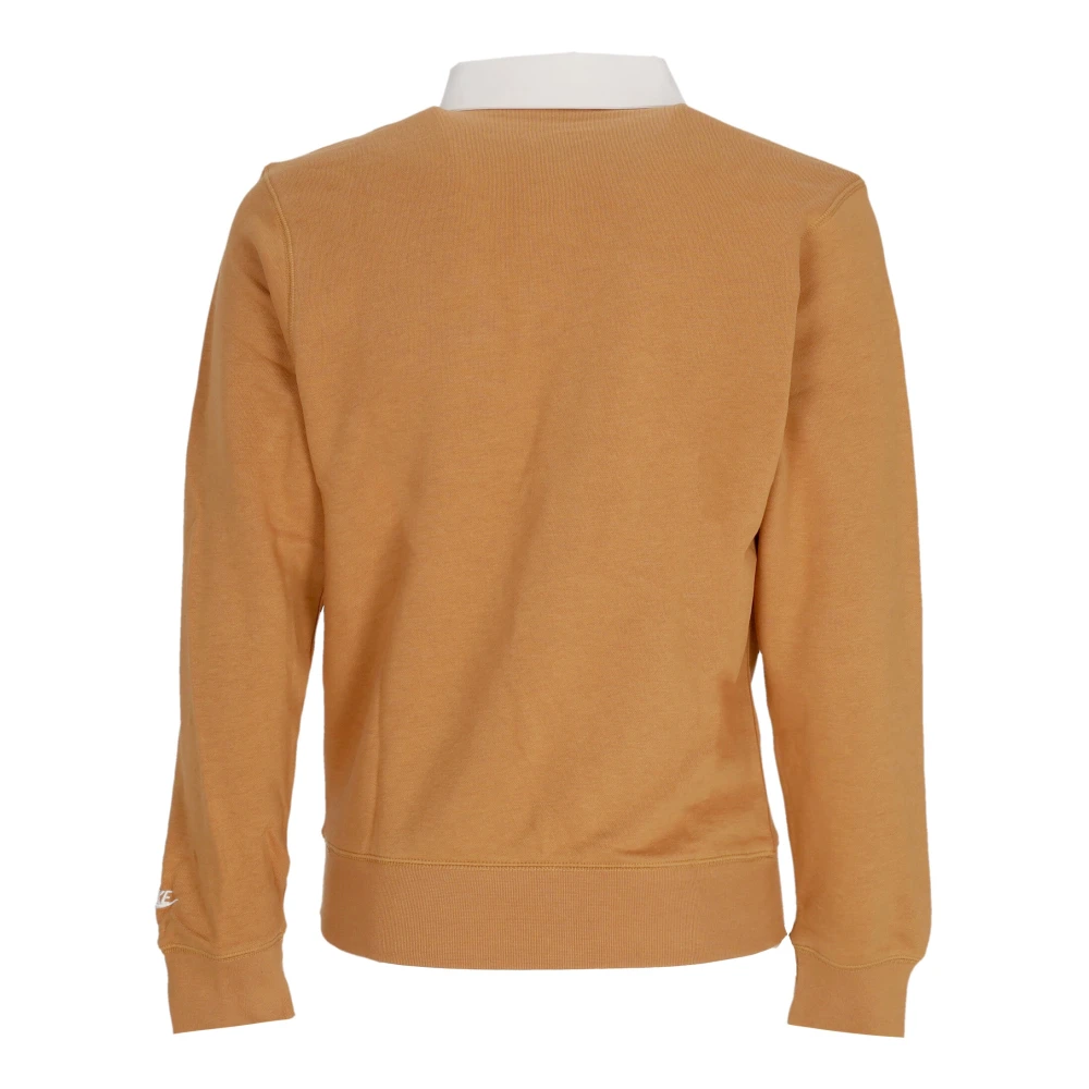 Nike Lange Mouw Polo Club Shirt Flax Wit Brown Heren