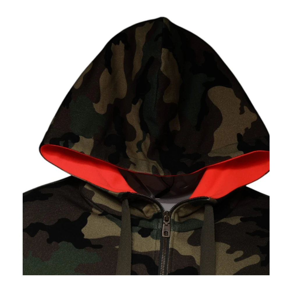 Dolce & Gabbana Camouflage hoodie met logodetails Multicolor Heren