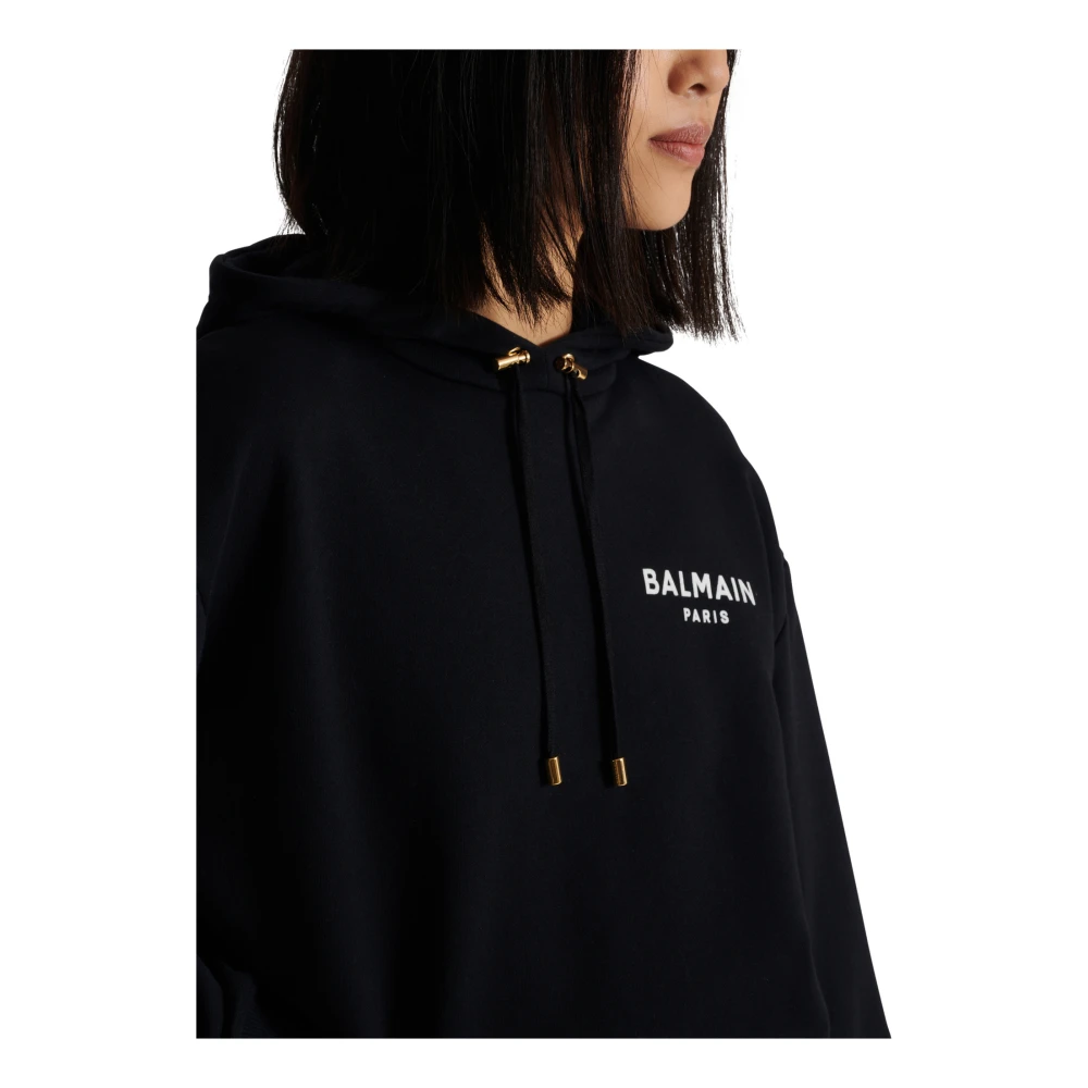 Balmain Flocked Paris hoodie Black Dames