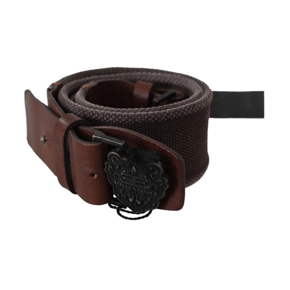 Ermanno Scervino Women's Brown Dark Leather Logo Buckle Belt - Belts - One Size - Accessories