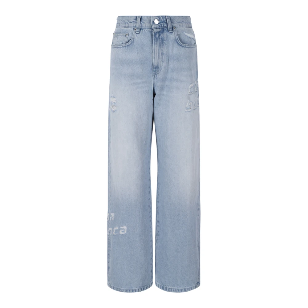 Casablanca , Wide Jeans, Female, Blue, W28, Light Blue Patchwork Denim Jeans