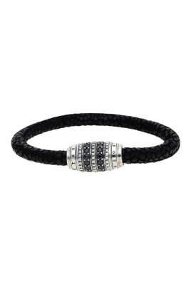 black-silver-leather-bracelet-with-zirconia-accents