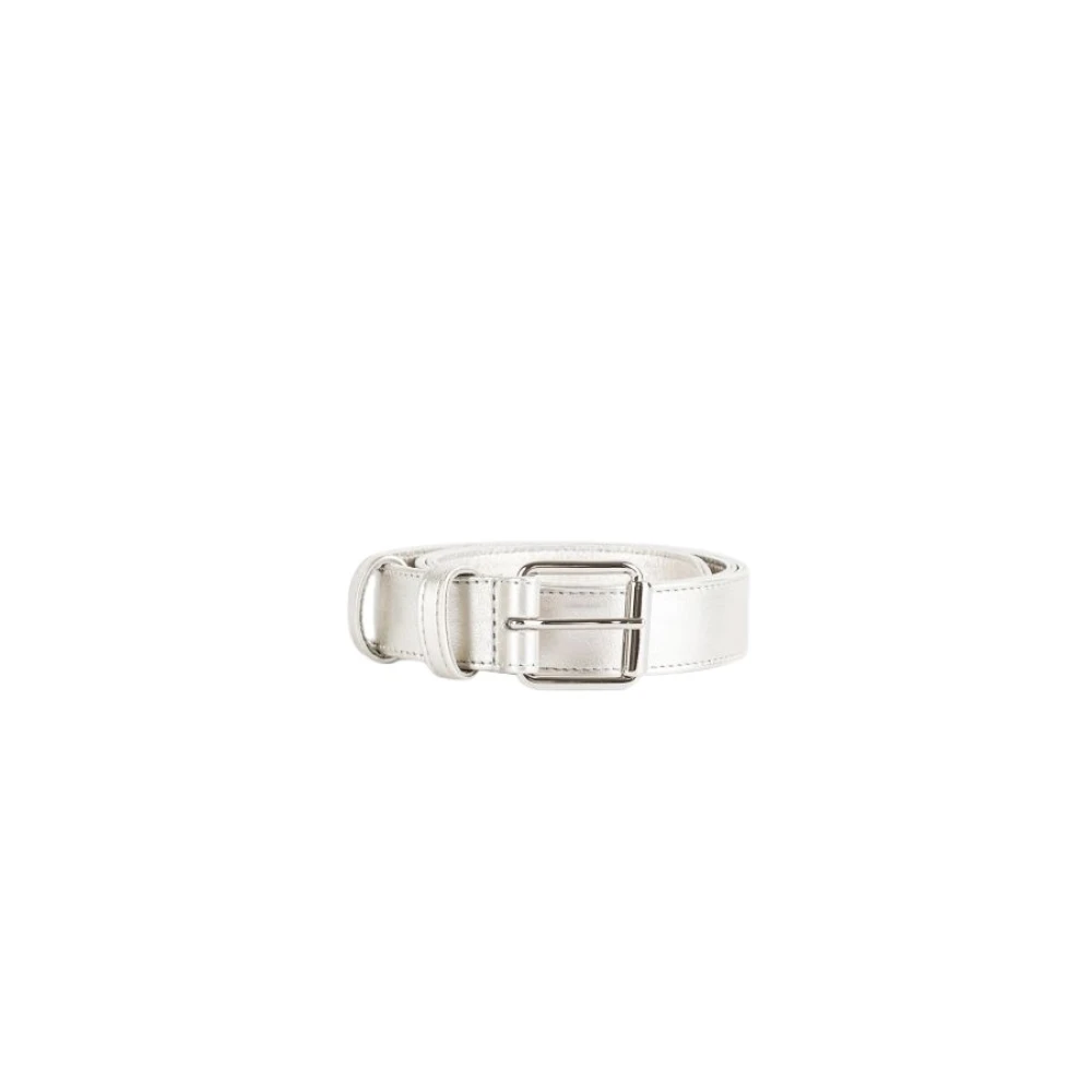 Comme des Garçons Zilveren leren riem met zilveren gesp Gray Dames
