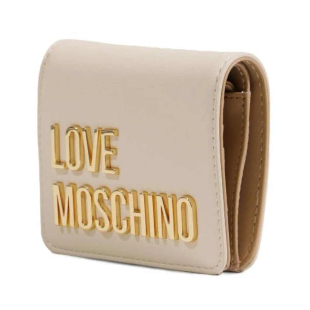 Love Moschino Compacte Polyethyleen Dames Portemonnee Collectie Beige Dames