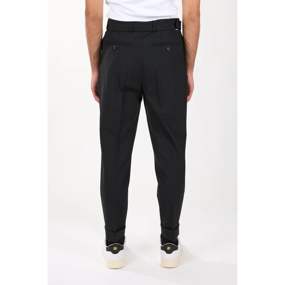 Paolo Pecora Wollen blend plooi broek Black Heren