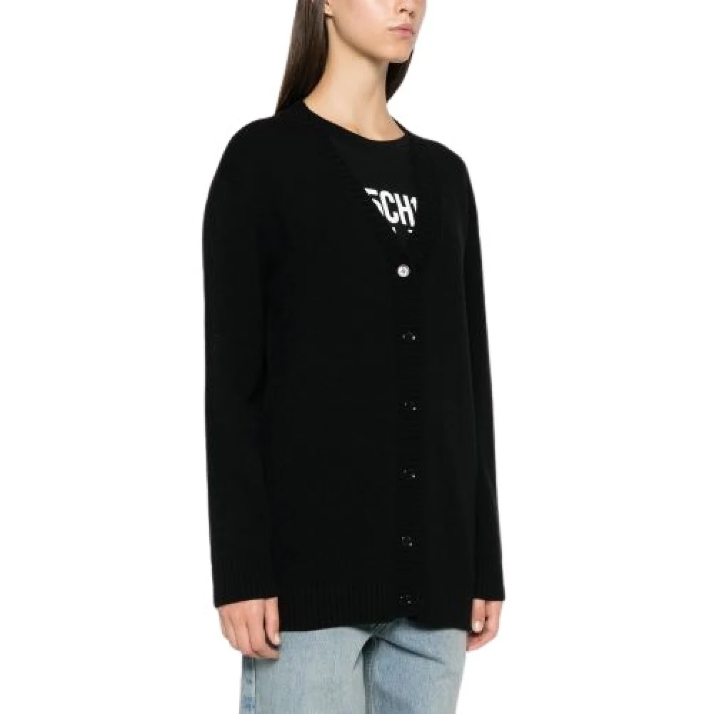 Moschino Zwarte Cardigan met Fuchsia Hart Black Dames