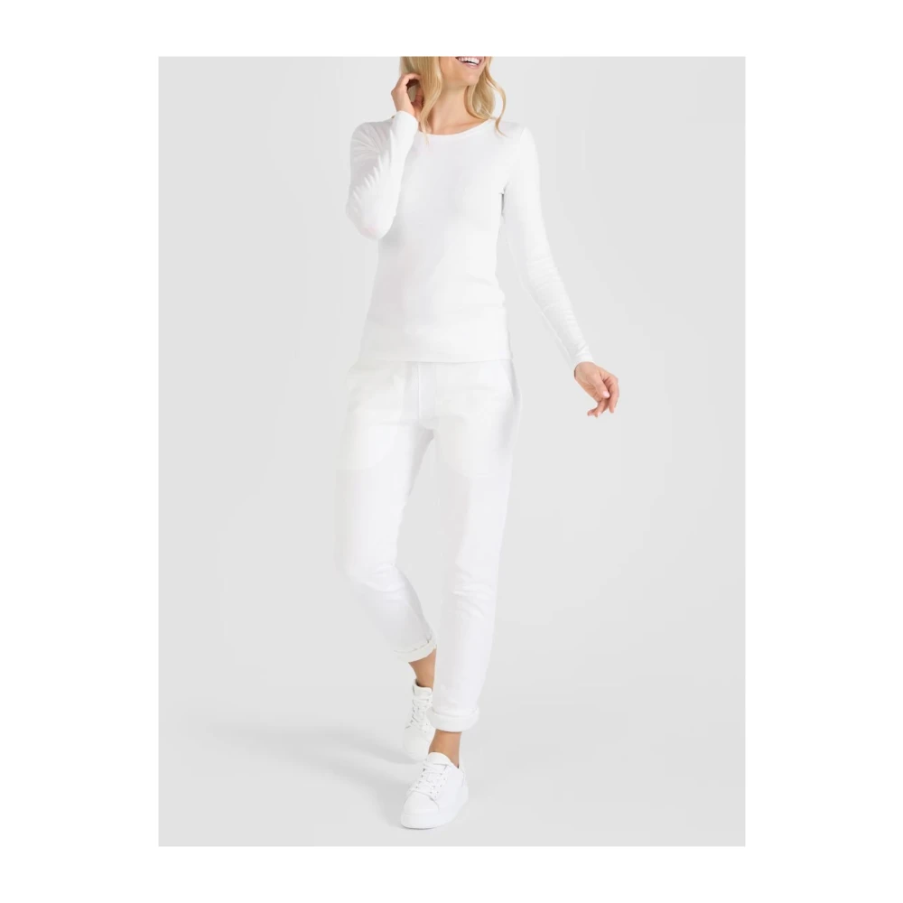 Juvia Lange Mouw Modal Katoen T-shirt White Dames