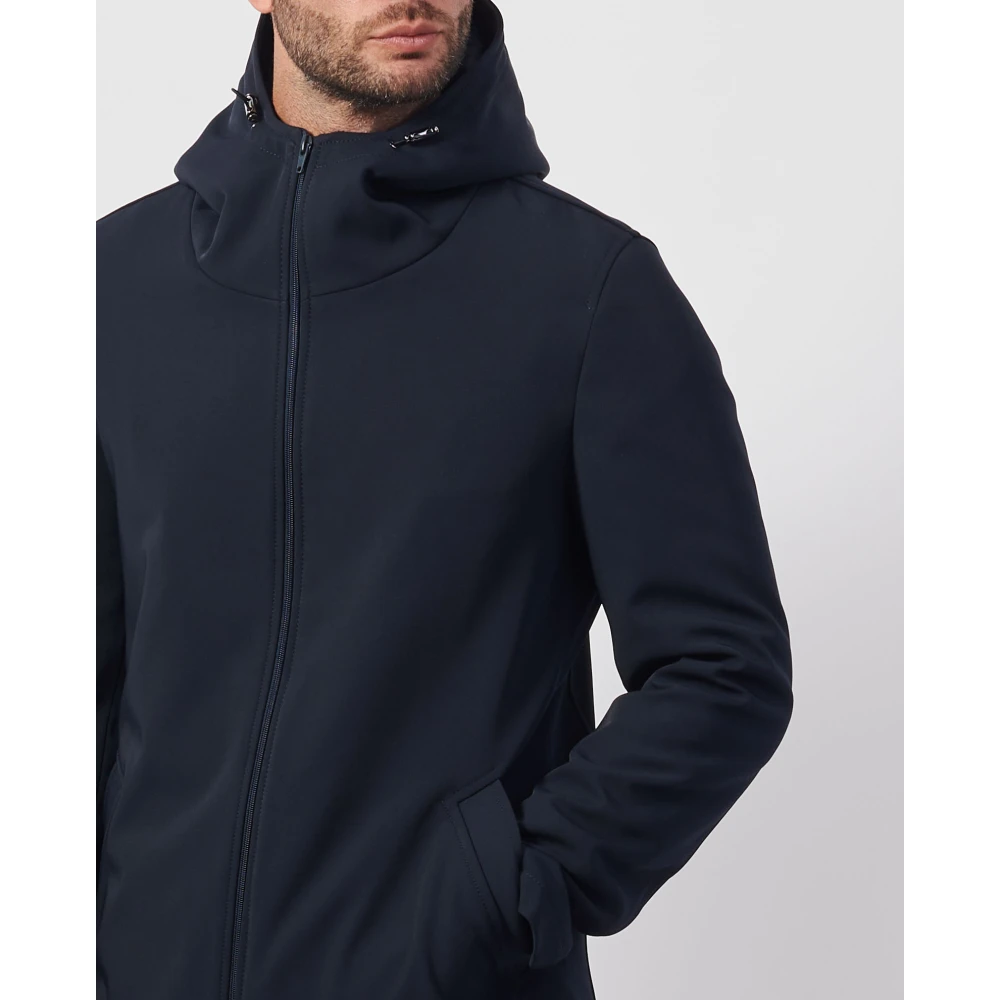 Mulish Blauwe Lange Gewatteerde Jas met Capuchon Blue Heren