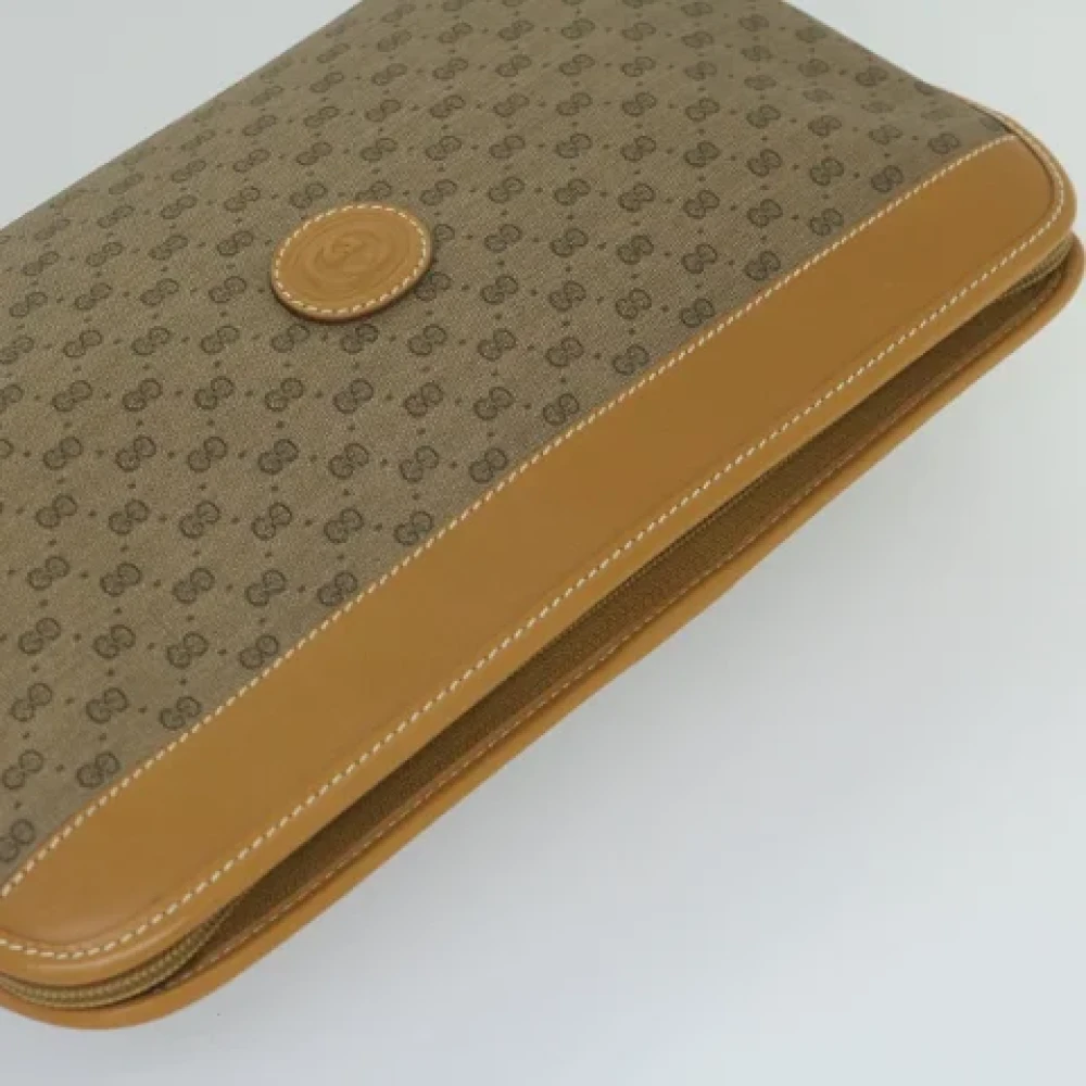 Gucci Vintage Pre-owned Leather clutches Beige Dames