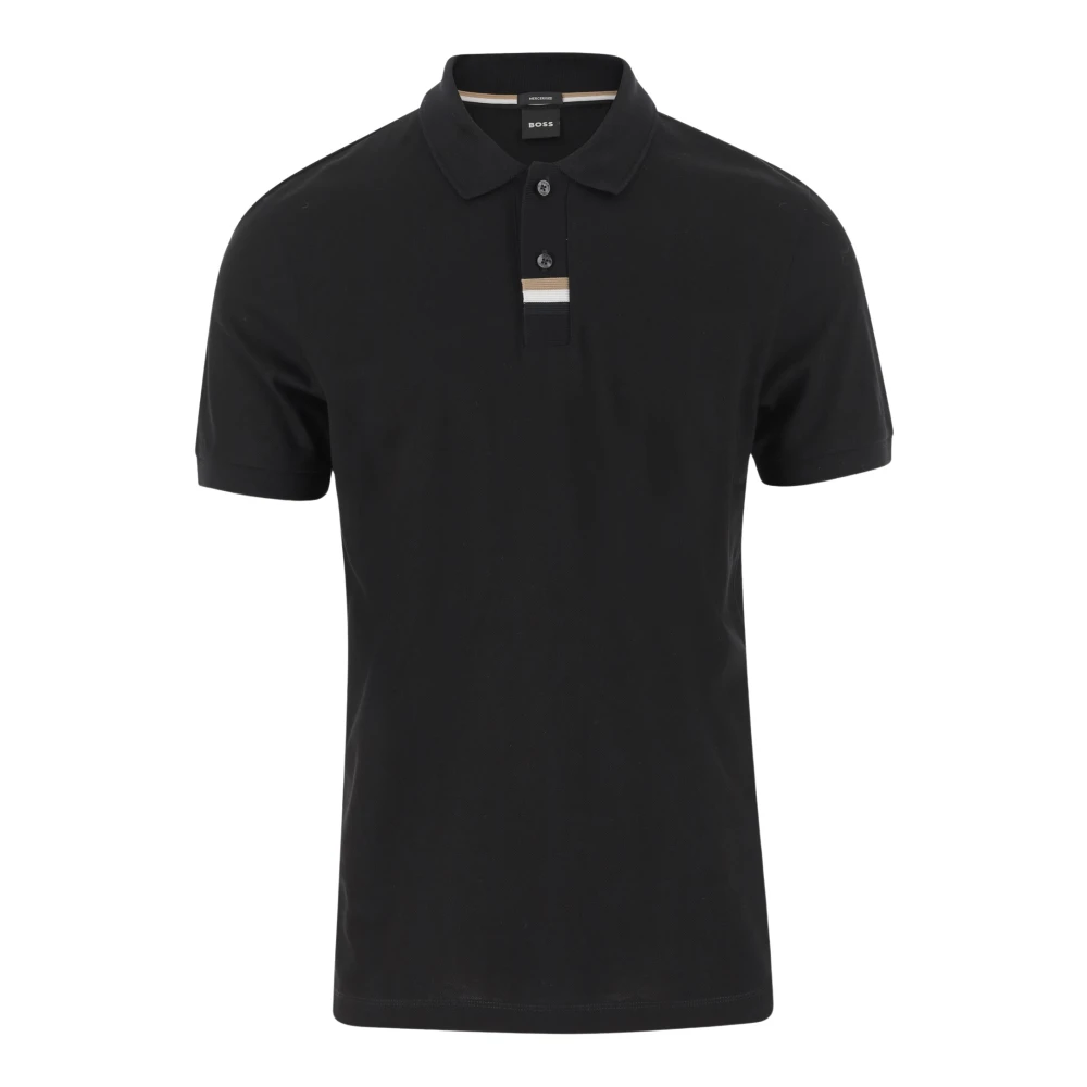 Hugo Boss Zwarte Katoenen Polo Shirt Regular Fit Black Heren