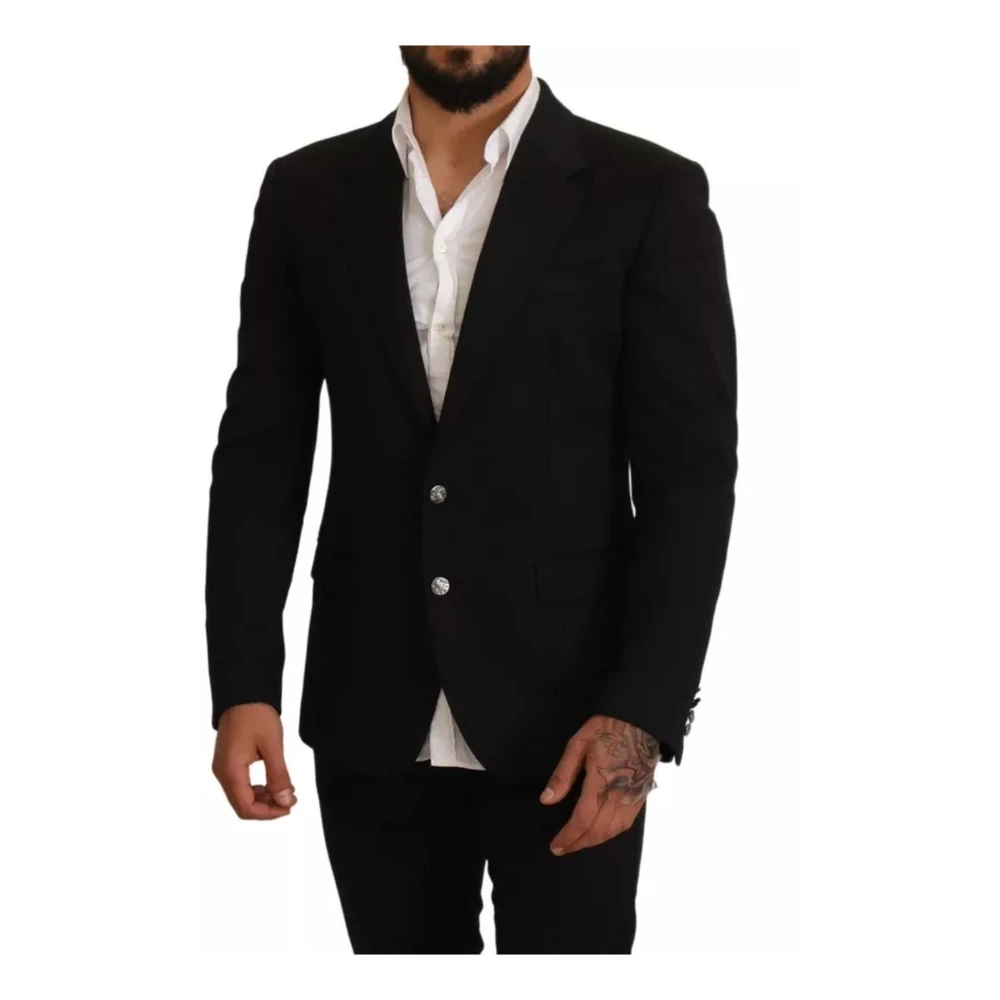 Dolce & Gabbana Zwarte Slim Fit Blazer Jas Black Heren