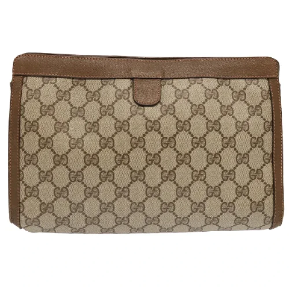 Gucci Vintage Pre-owned Leather clutches Beige Dames