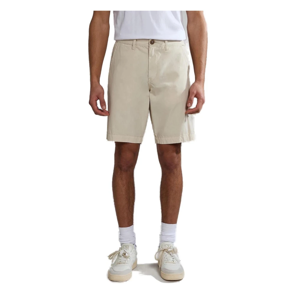 Napapijri Beige Katoenen Knoop Shorts Beige Heren