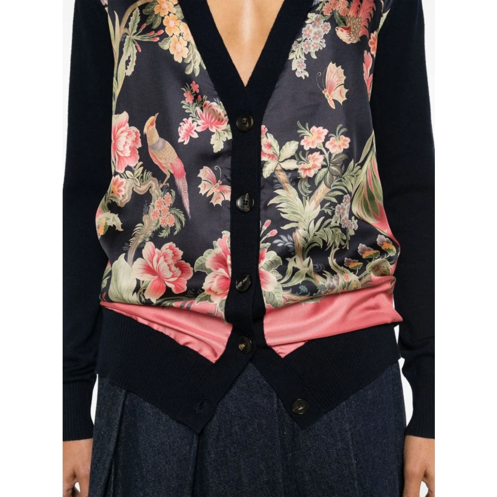 ETRO Blauwe Bloemen Gebreide Trui Multicolor Dames