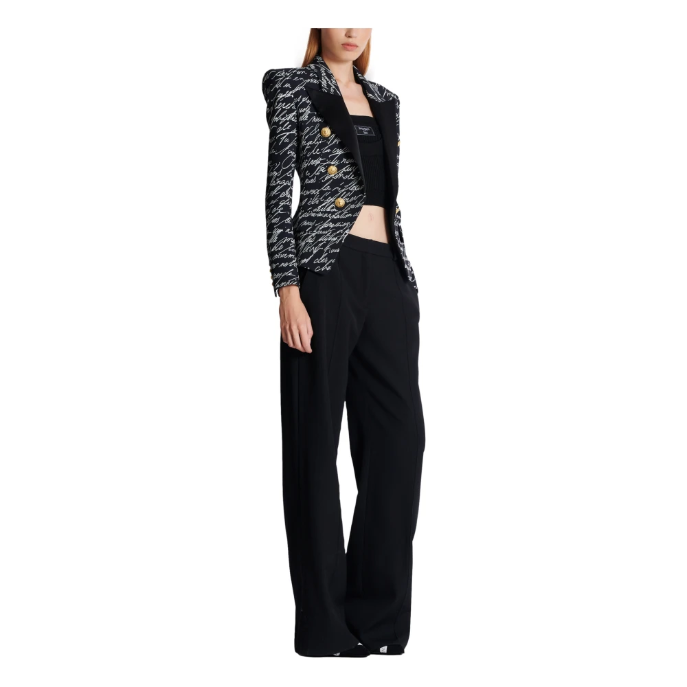 Balmain Jasje met 6 knopen en 'Love Letter'-print Black Dames