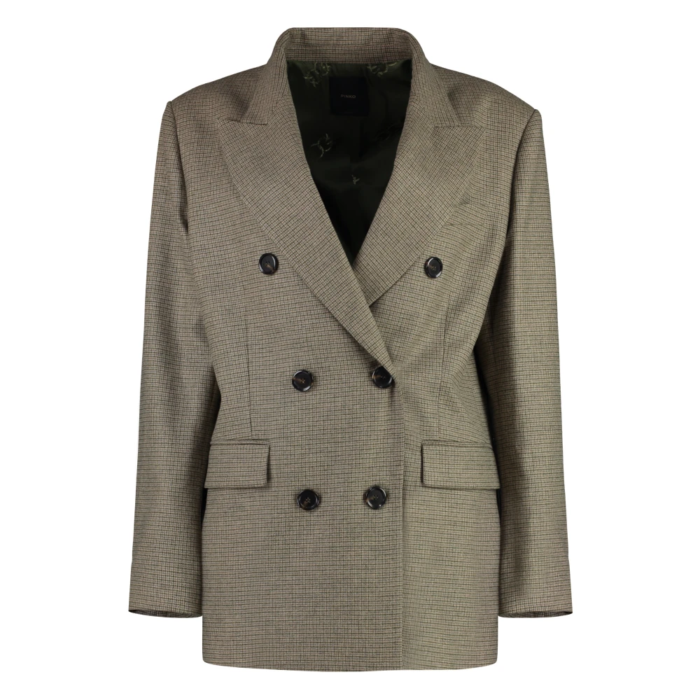 pinko Dubbelrijige wollen blazer Beige Dames