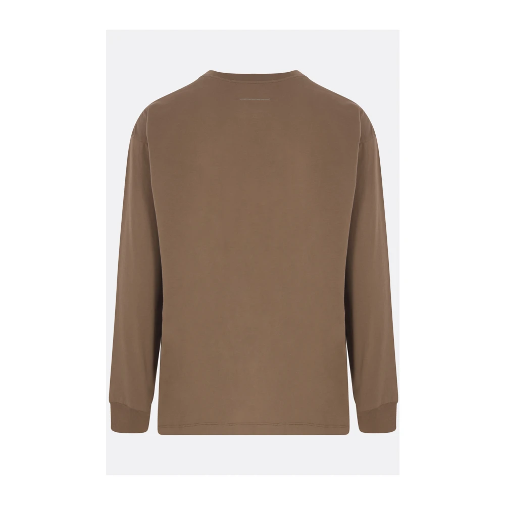 MM6 Maison Margiela Bruine Oversized Katoenen T-shirt met Logoprint Brown Heren