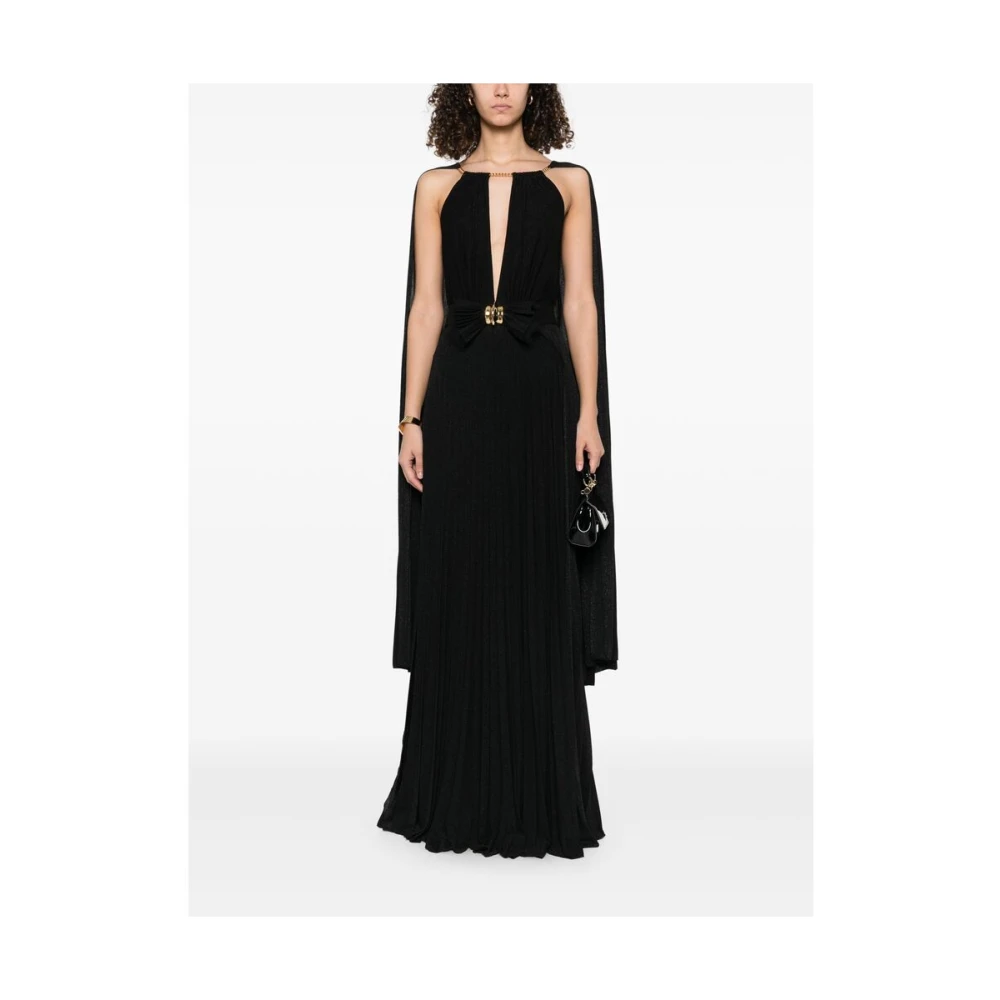 Elisabetta Franchi Zwarte Halterjurk met V-Hals Black Dames