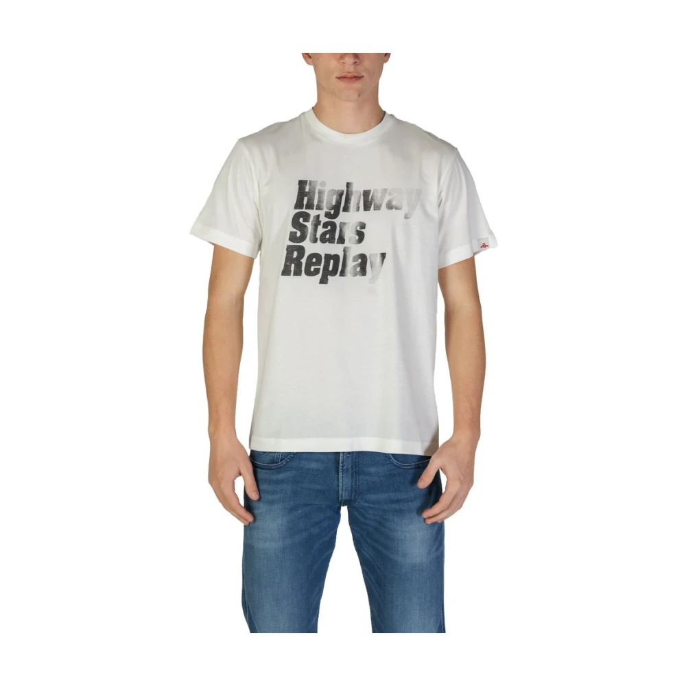 Replay Katoenen T-shirt korte mouwen lente zomer White Heren