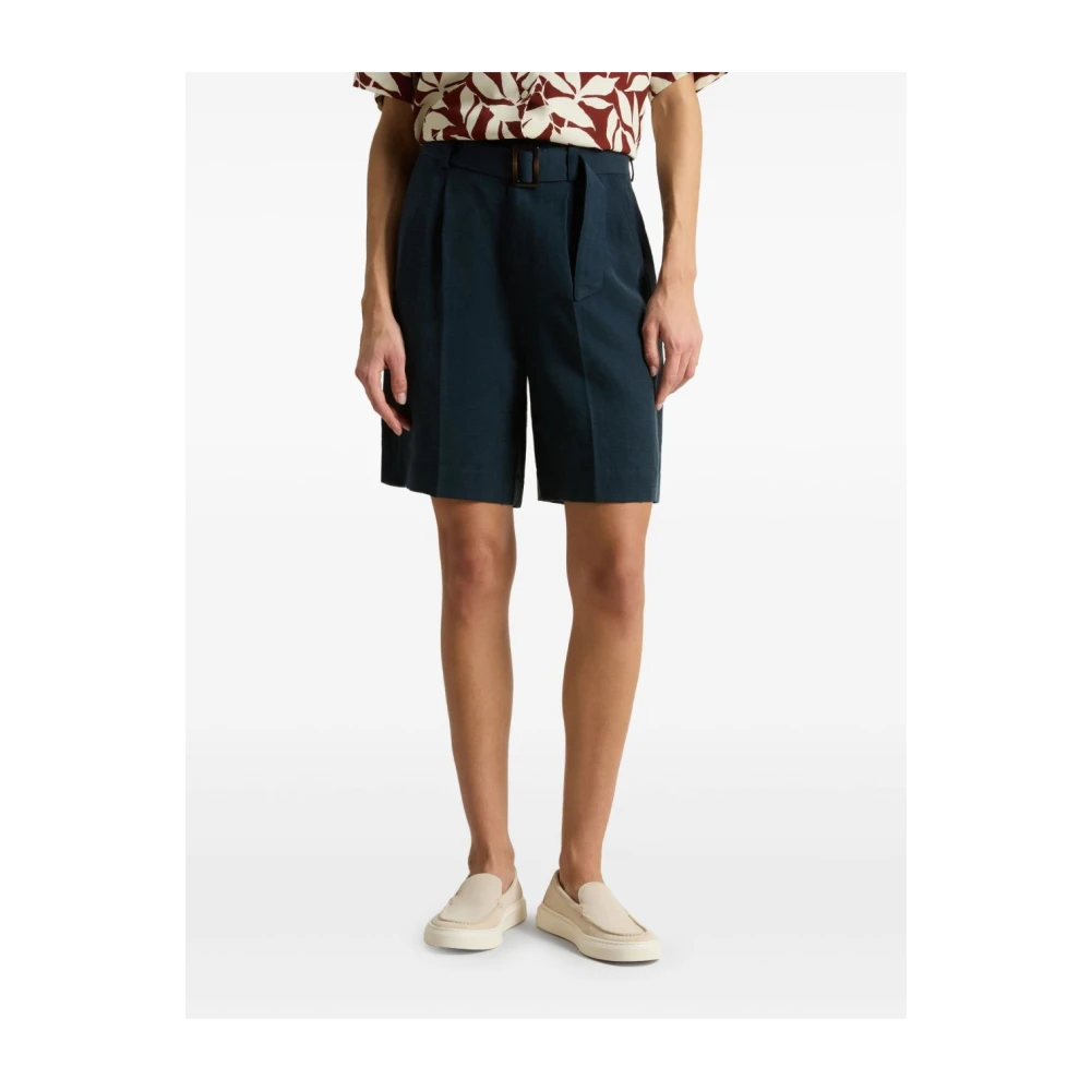 Woolrich Blauwe Linnen Shorts voor Vrouwen Blue Dames