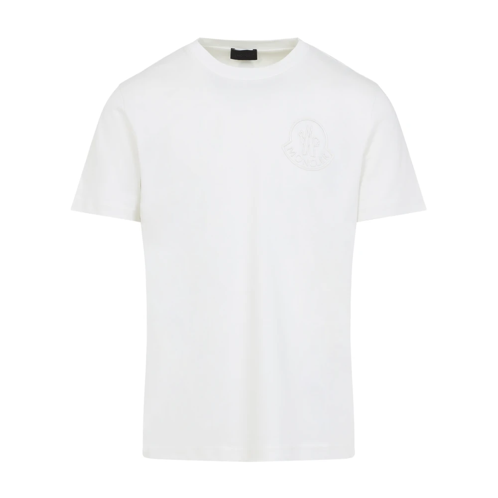 Moncler Mannelijk Wit Tops Heren, S, Katoen, Te T-Shirt & Polo Collectie