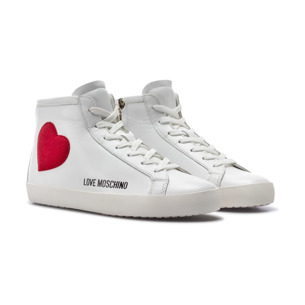 Love Moschino Witte leren sneakers Dames Schoenen