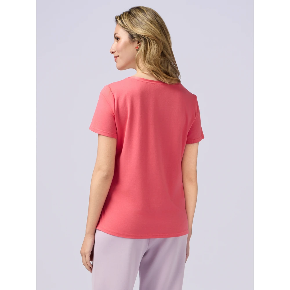 Oltre T-shirt gemaakt van twee verschillende materialen Red Dames