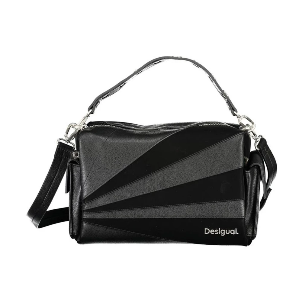 Desigual Zwarte handtas met meerdere zakken en logo Black Dames