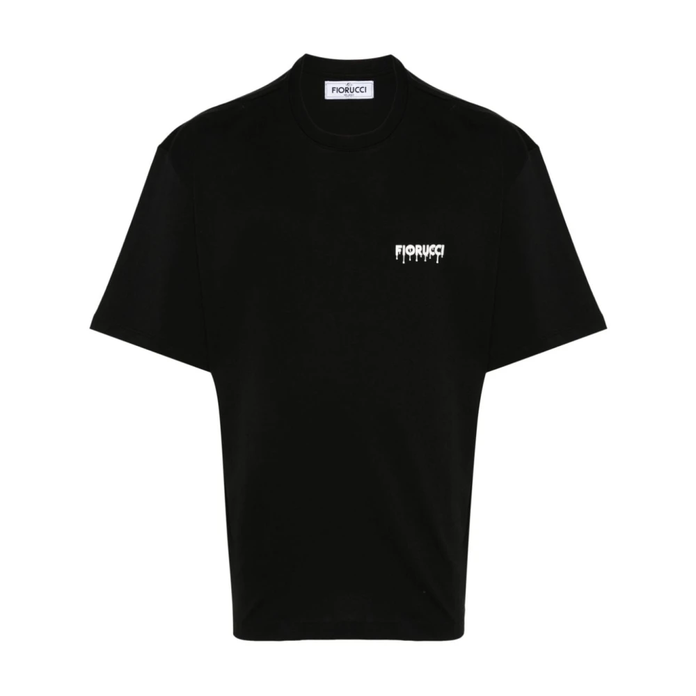 Fiorucci Zwart Katoenen Logo T-shirt Black Heren