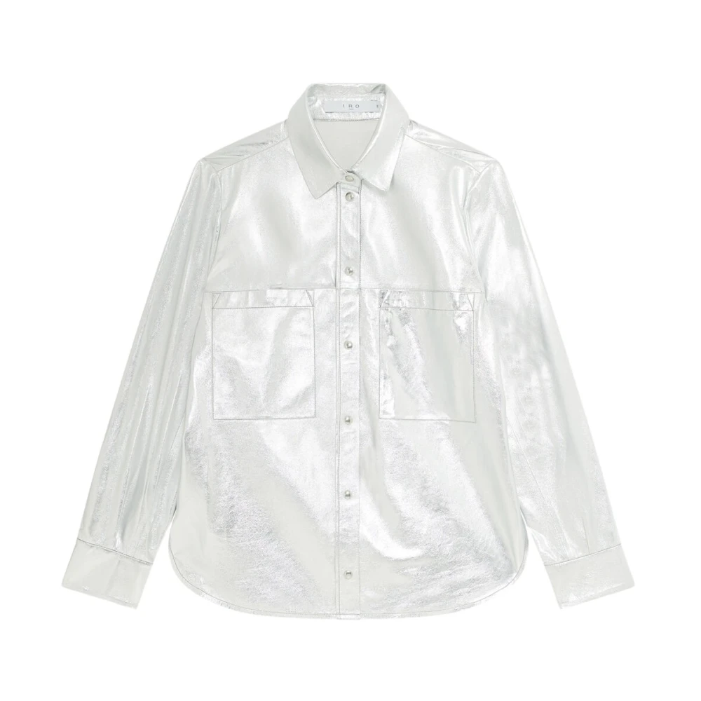 IRO Zilveren Leren Overshirt Snap Buttoned Stijl White Dames