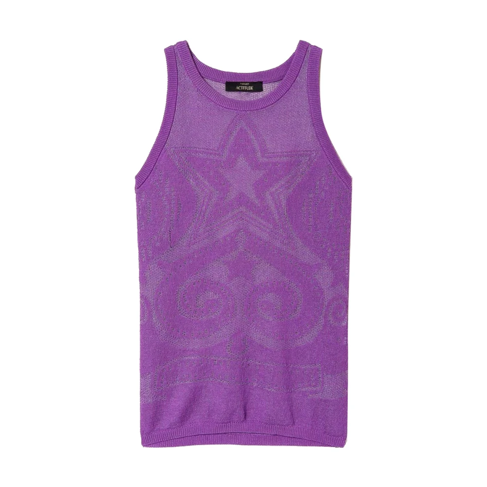 Twinset Paarse Jacquard Top Actitude Collectie Purple Dames