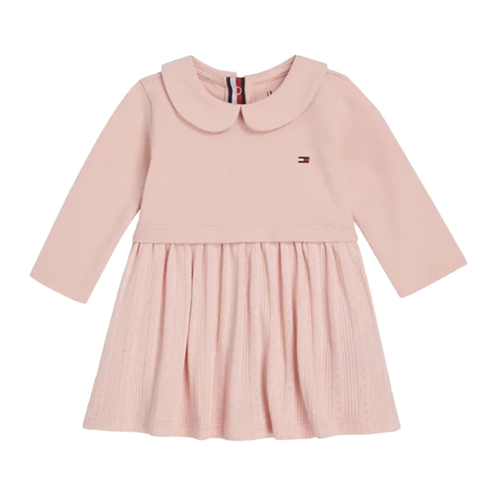 Tommy Hilfiger Elegant bomullspiquéklänning med Peter Pan-krage Pink, Flicka