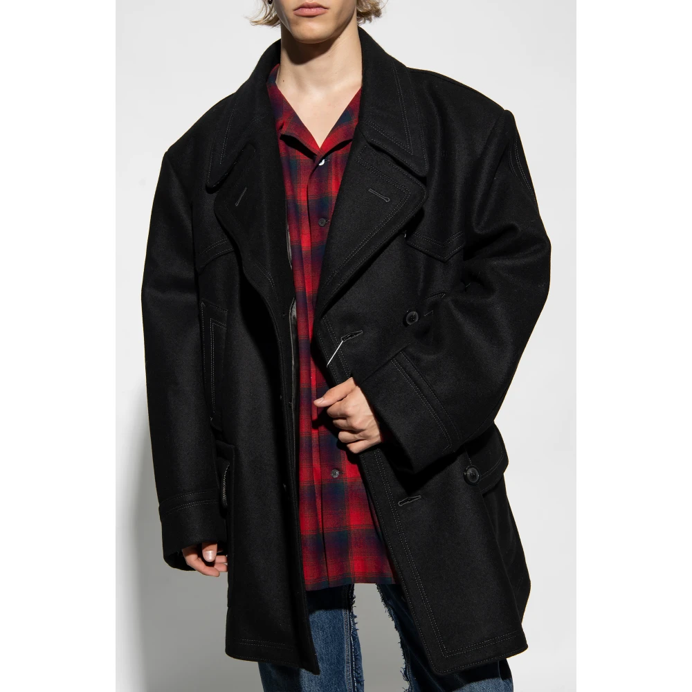 Maison Margiela Double-Breasted Coats Black Heren