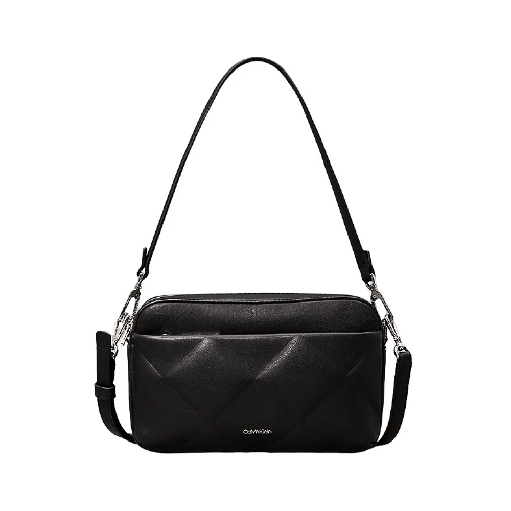 Calvin Klein Diamond Quilt Schoudertas met Logo Black Dames